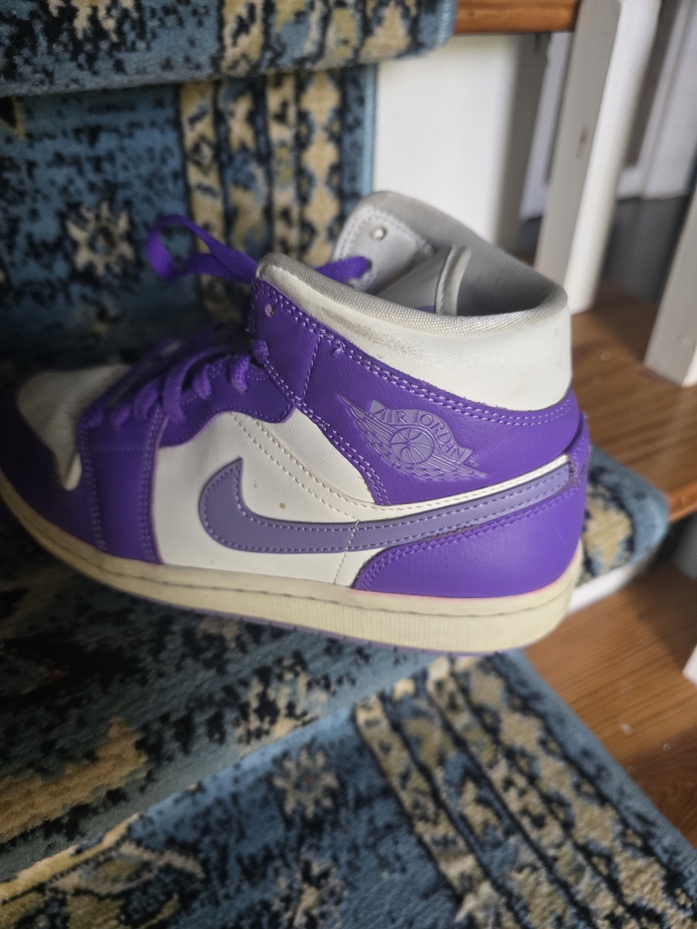 Jordan 1 Mid — White & Purple Women’s Sneakers - Picture 3 of 4